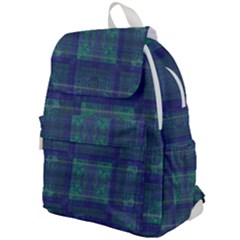 Blue Green Faded Plaid Top Flap Backpack by SpinnyChairDesigns