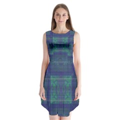 Blue Green Faded Plaid Sleeveless Chiffon Dress   by SpinnyChairDesigns