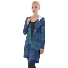 Blue Green Faded Plaid Hooded Pocket Cardigan by SpinnyChairDesigns