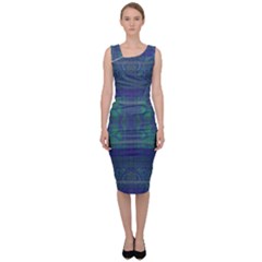 Blue Green Faded Plaid Sleeveless Pencil Dress by SpinnyChairDesigns