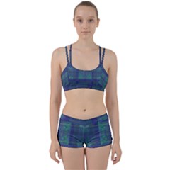 Blue Green Faded Plaid Perfect Fit Gym Set by SpinnyChairDesigns