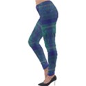 Blue Green Faded Plaid Lightweight Velour Leggings View3