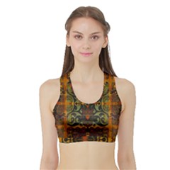 Vintage Red Gold Green Sports Bra With Border by SpinnyChairDesigns