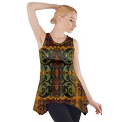 Vintage Red Gold Green Side Drop Tank Tunic by SpinnyChairDesigns