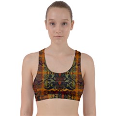 Vintage Red Gold Green Back Weave Sports Bra by SpinnyChairDesigns