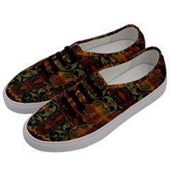 Vintage Red Gold Green Men s Classic Low Top Sneakers by SpinnyChairDesigns