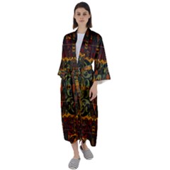 Vintage Red Gold Green Maxi Satin Kimono by SpinnyChairDesigns