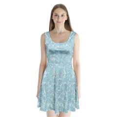 Light Blue Wildflowers Split Back Mini Dress  by SpinnyChairDesigns