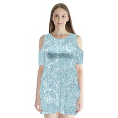 Light Blue Wildflowers Shoulder Cutout Velvet One Piece