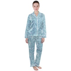 Light Blue Wildflowers Satin Long Sleeve Pyjamas Set by SpinnyChairDesigns