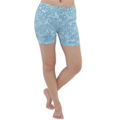 Light Blue Wildflowers Lightweight Velour Yoga Shorts by SpinnyChairDesigns