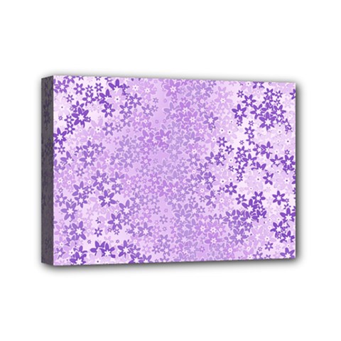 Purple Wildflowers Pattern Mini Canvas 7  X 5  (stretched) by SpinnyChairDesigns