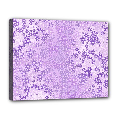 Purple Wildflowers Pattern Canvas 14  X 11  (stretched) by SpinnyChairDesigns