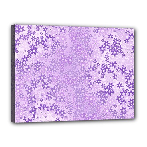 Purple Wildflowers Pattern Canvas 16  X 12  (stretched) by SpinnyChairDesigns