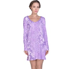 Purple Wildflowers Pattern Long Sleeve Nightdress by SpinnyChairDesigns