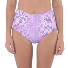 Purple Wildflowers Pattern Reversible High-waist Bikini Bottoms by SpinnyChairDesigns