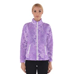 Purple Wildflowers Pattern Winter Jacket by SpinnyChairDesigns