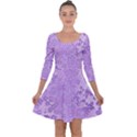 Purple Wildflowers Pattern Quarter Sleeve Skater Dress View1