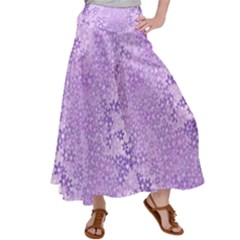 Purple Wildflowers Pattern Satin Palazzo Pants by SpinnyChairDesigns