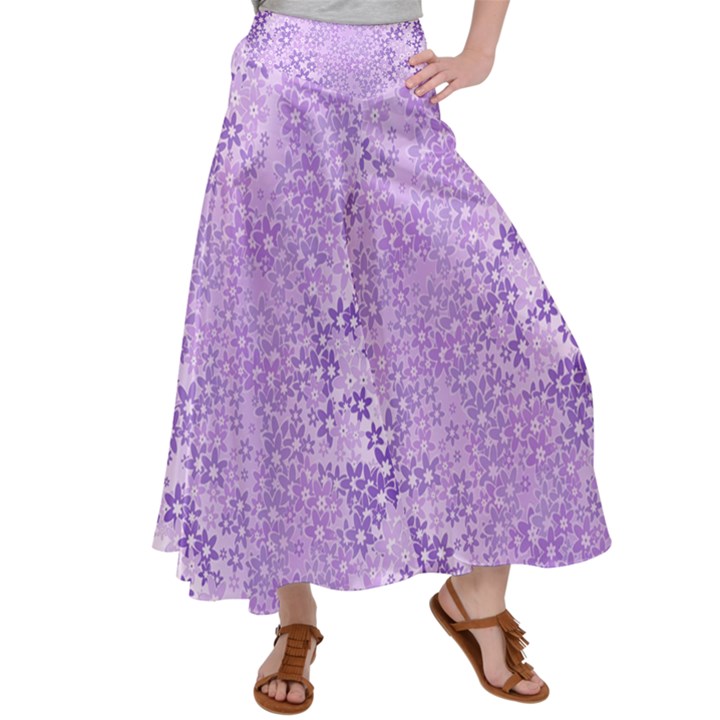 Purple Wildflowers Pattern Satin Palazzo Pants