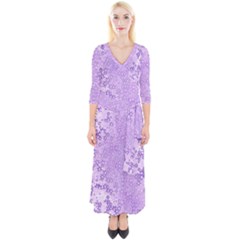 Purple Wildflowers Pattern Quarter Sleeve Wrap Maxi Dress by SpinnyChairDesigns