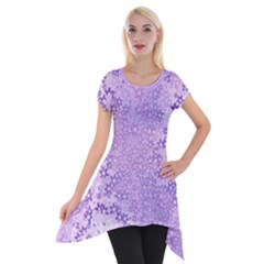 Purple Wildflowers Pattern Short Sleeve Side Drop Tunic by SpinnyChairDesigns