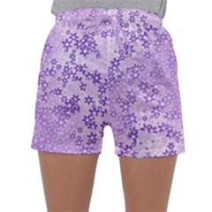 Purple Wildflowers Pattern Sleepwear Shorts by SpinnyChairDesigns