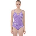 Purple Wildflowers Pattern Cut Out Top Tankini Set View1