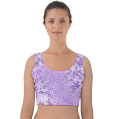 Purple Wildflowers Pattern Velvet Crop Top by SpinnyChairDesigns