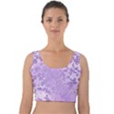 Purple Wildflowers Pattern Velvet Crop Top View1