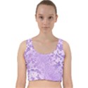 Purple Wildflowers Pattern Velvet Racer Back Crop Top View1