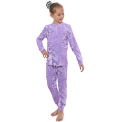 Purple Wildflowers Pattern Kids  Long Sleeve Set  by SpinnyChairDesigns