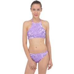 Purple Wildflowers Pattern Racer Front Bikini Set by SpinnyChairDesigns