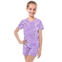 Purple Wildflowers Pattern Kids  Mesh Tee and Shorts Set View1