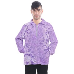 Purple Wildflowers Pattern Men s Half Zip Pullover by SpinnyChairDesigns