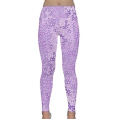 Purple Wildflowers Pattern Lightweight Velour Classic Yoga Leggings by SpinnyChairDesigns