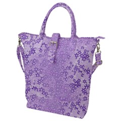 Purple Wildflowers Pattern Buckle Top Tote Bag by SpinnyChairDesigns