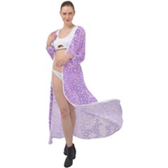 Purple Wildflowers Pattern Maxi Chiffon Beach Wrap by SpinnyChairDesigns