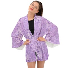 Purple Wildflowers Pattern Long Sleeve Kimono by SpinnyChairDesigns