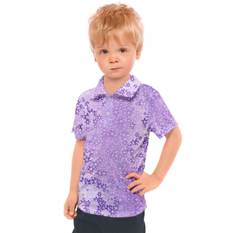 Purple Wildflowers Pattern Kids  Polo Tee by SpinnyChairDesigns