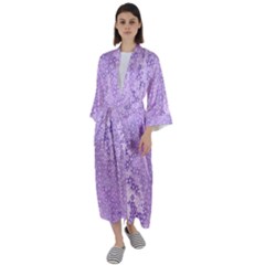 Purple Wildflowers Pattern Maxi Satin Kimono by SpinnyChairDesigns