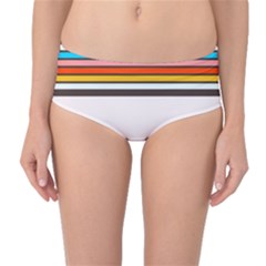 Vintage Stripes Mid-waist Bikini Bottoms by tmsartbazaar