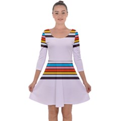 Vintage Stripes Quarter Sleeve Skater Dress by tmsartbazaar