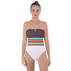 Vintage Stripes Tie Back One Piece Swimsuit by tmsartbazaar