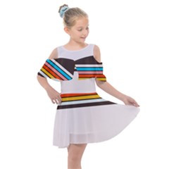 Vintage Stripes Kids  Shoulder Cutout Chiffon Dress by tmsartbazaar