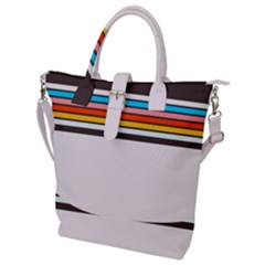 Vintage Stripes Buckle Top Tote Bag by tmsartbazaar