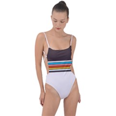 Vintage Stripes Tie Strap One Piece Swimsuit by tmsartbazaar