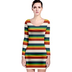 Rainbow Stripes Long Sleeve Bodycon Dress by tmsartbazaar