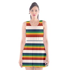 Rainbow Stripes Scoop Neck Skater Dress by tmsartbazaar