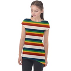 Rainbow Stripes Cap Sleeve High Low Top by tmsartbazaar